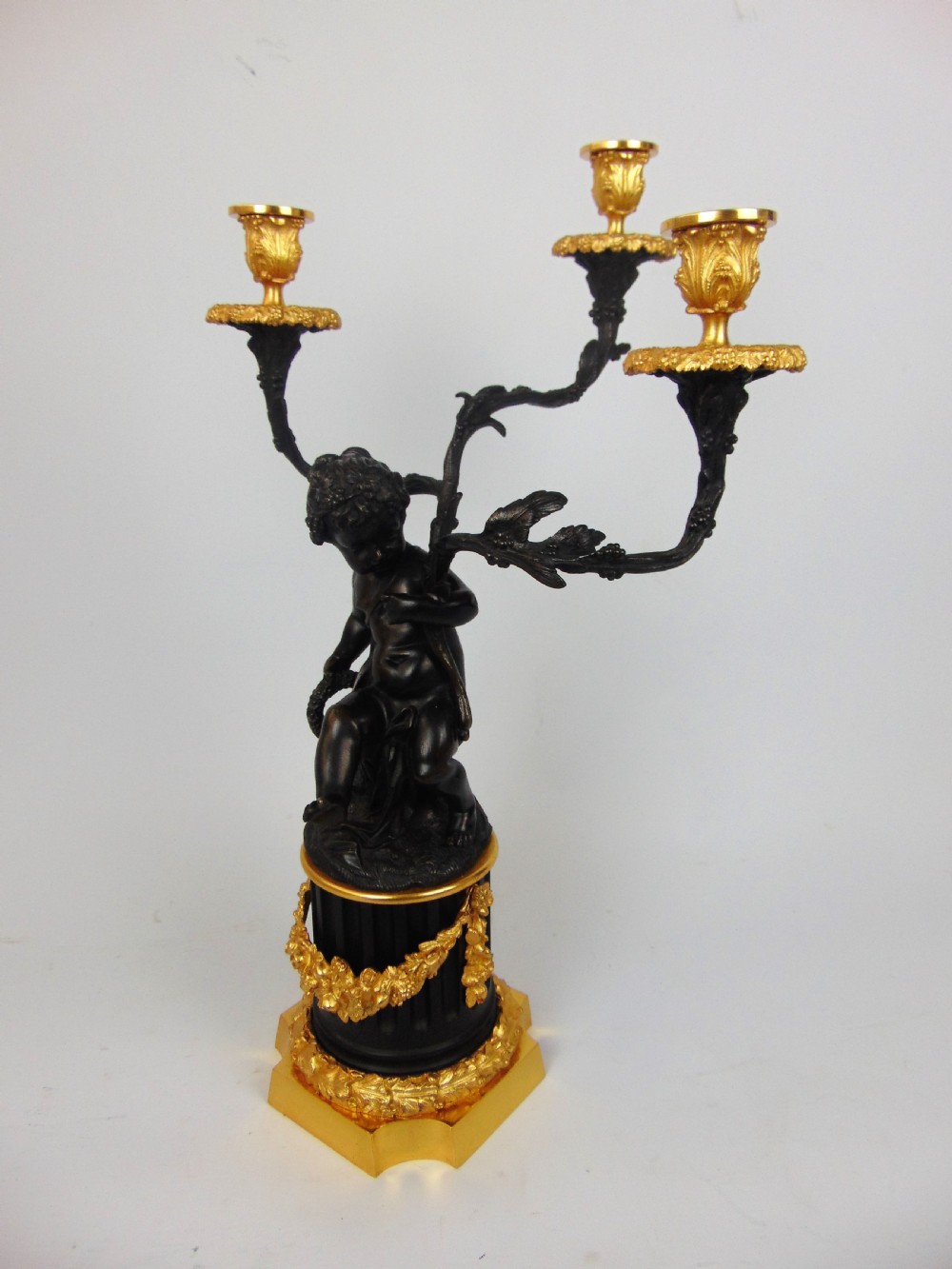 A large and good quality cherub bronze candlestick View II
