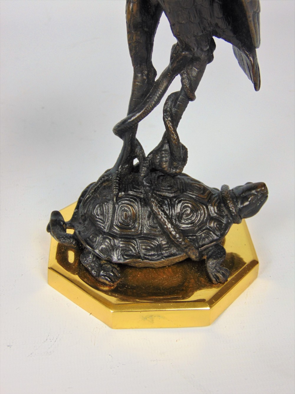 A quality Pair of bronze crane candlesticks View III