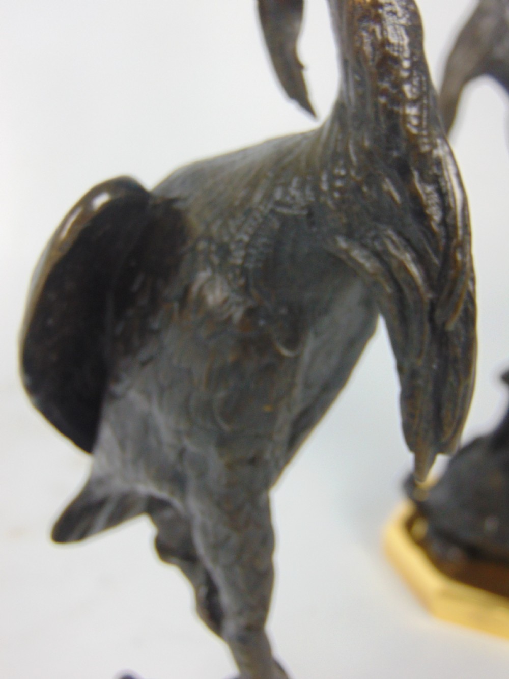 A quality Pair of bronze crane candlesticks View V
