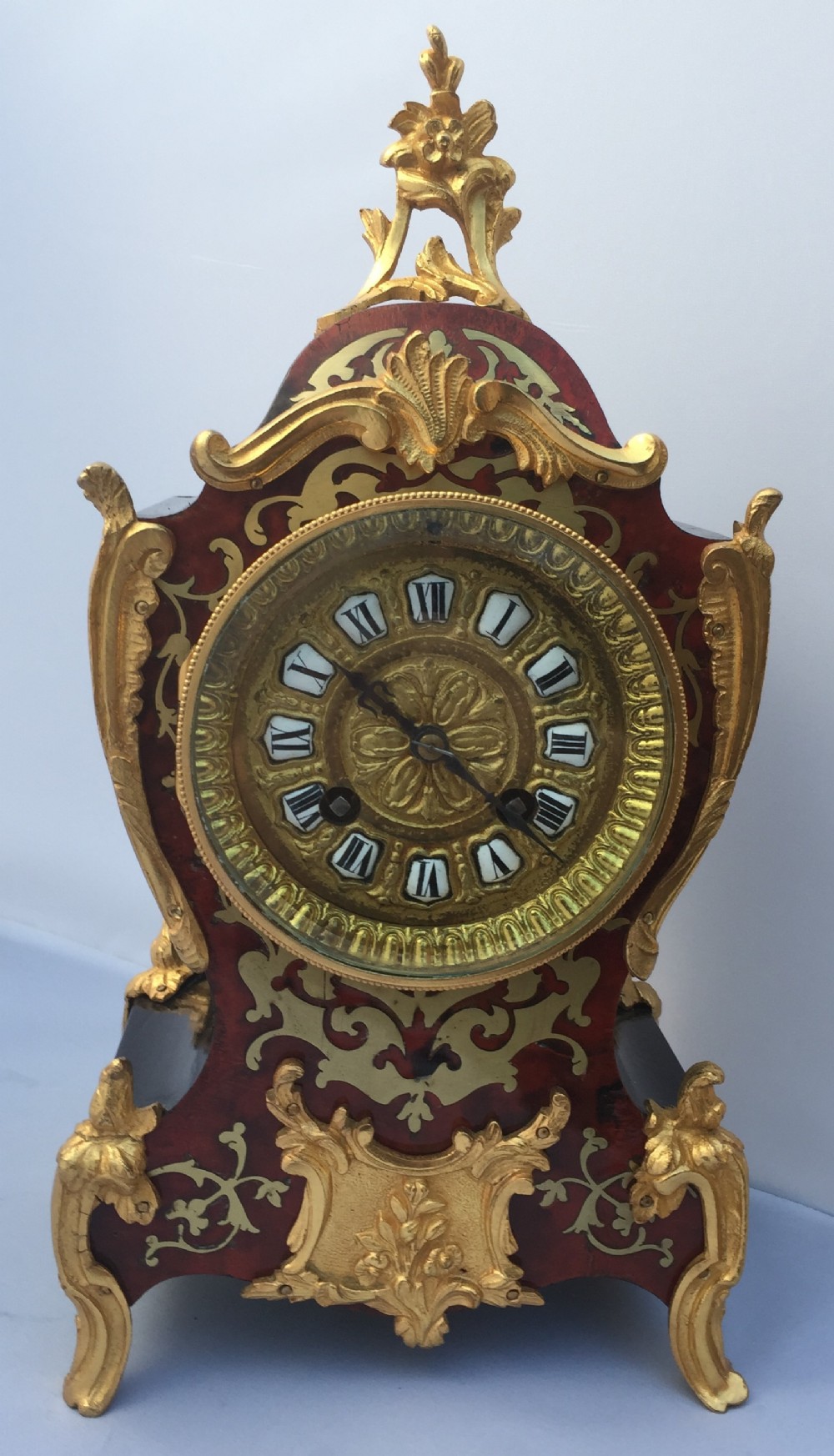 Antique red boulle french mantle clock