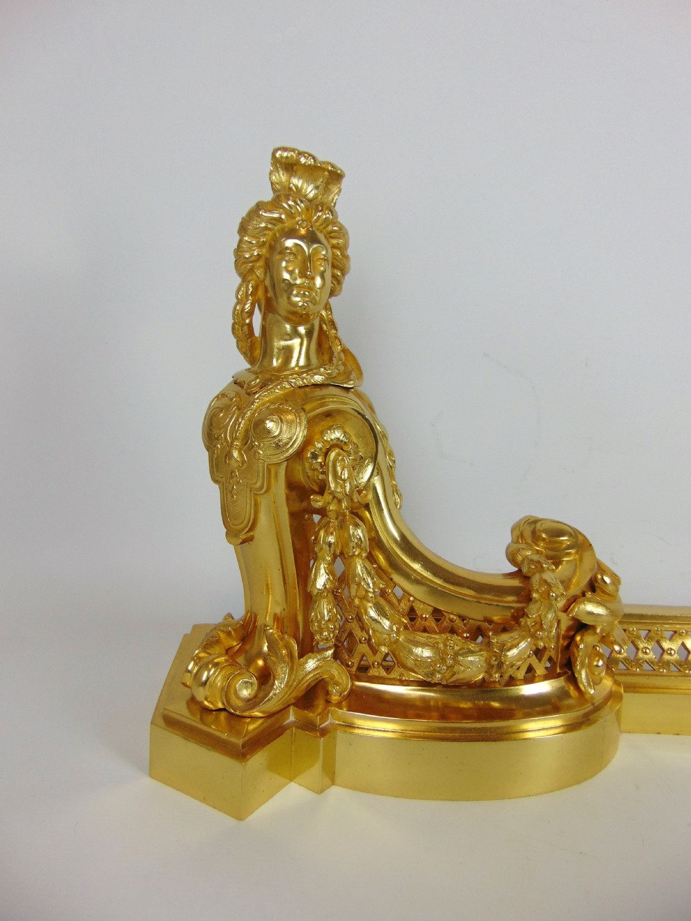 A superb Gilt bronze figural Chenet fender View III