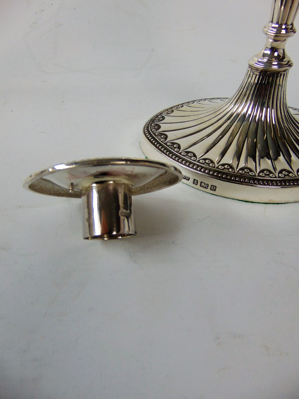a FINE PAIR OF ELKINGTON SILVER CANDLESTICKS  View VII