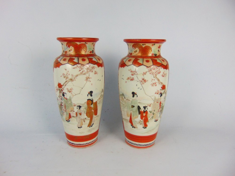 a large pair of kutani vases 