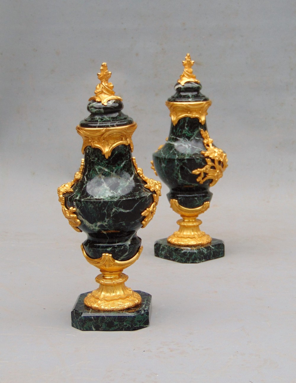 A quality Pair of marble cassolettes