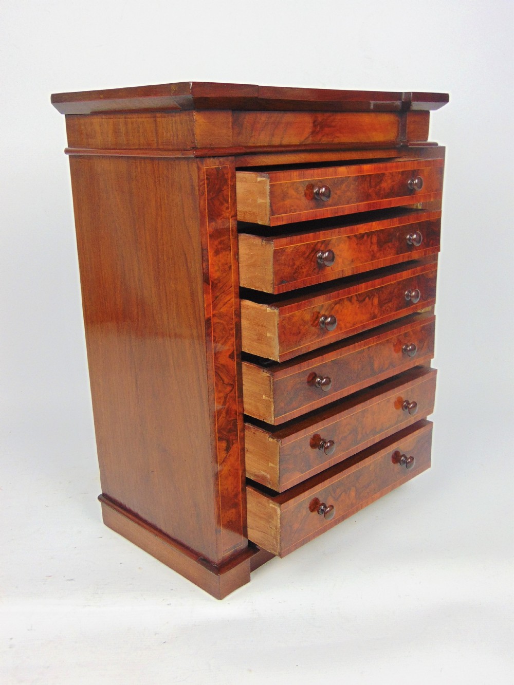 A rare walnut miniature collectors wellington chest  View IV