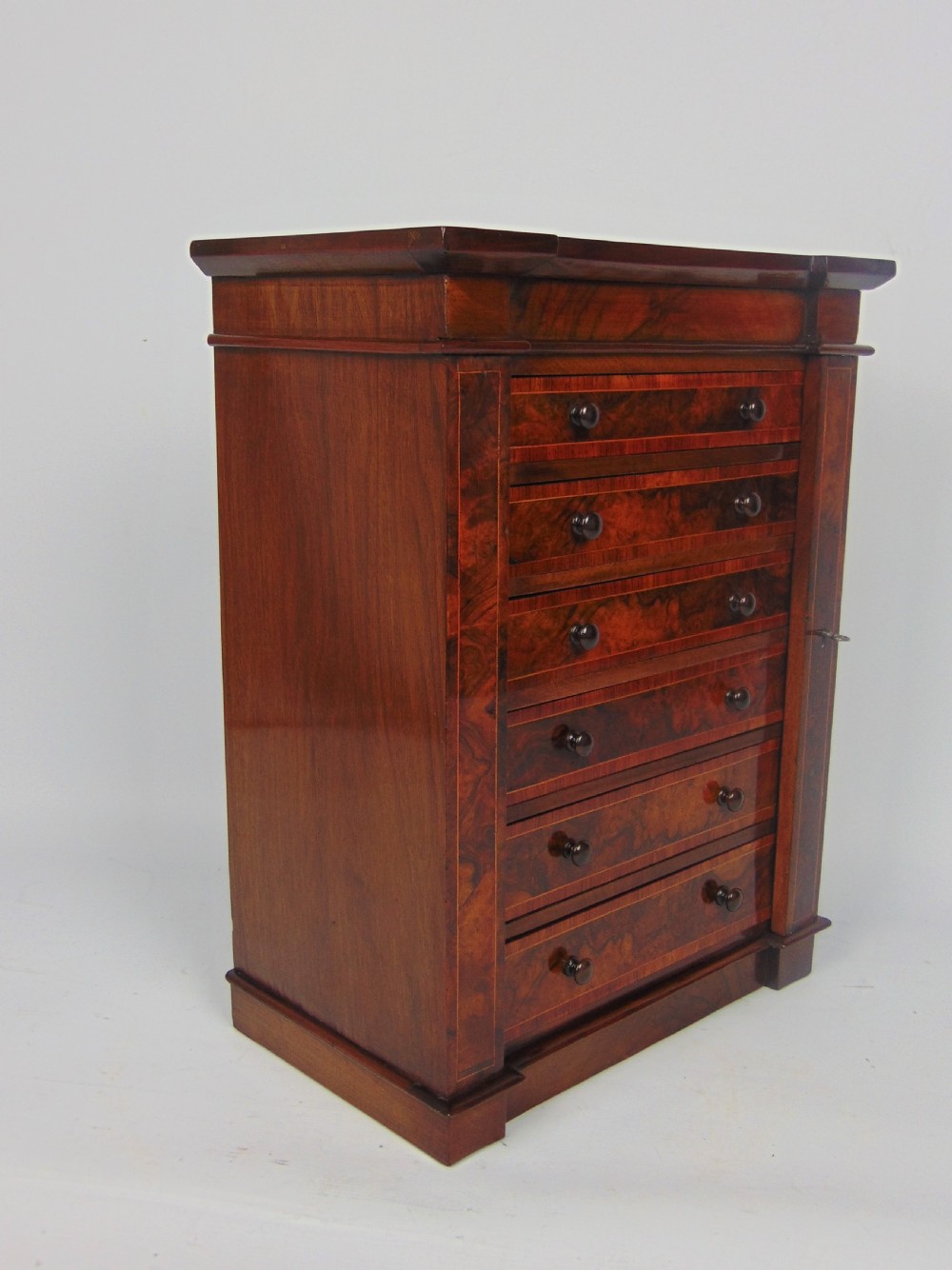 A rare walnut miniature collectors wellington chest  View V