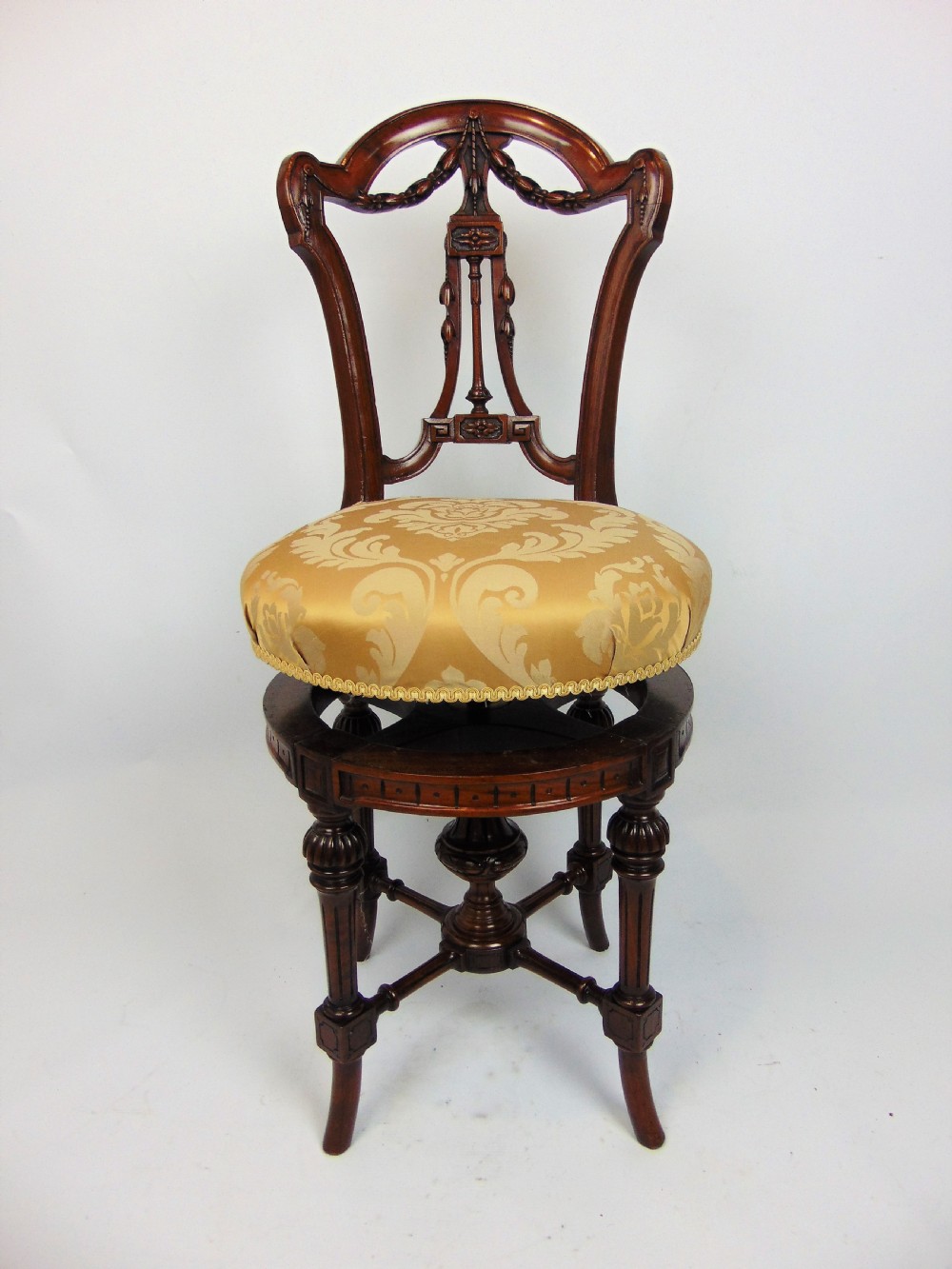 A superb walnut music harp violin chair 