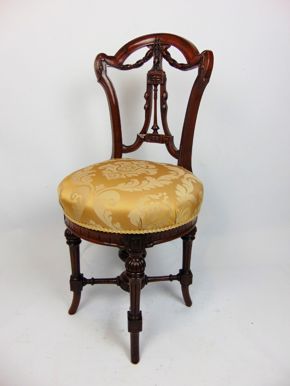 A superb walnut music harp violin chair  View II