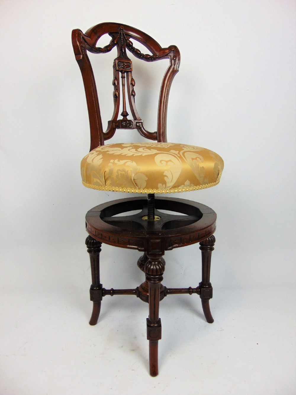 A superb walnut music harp violin chair  View III