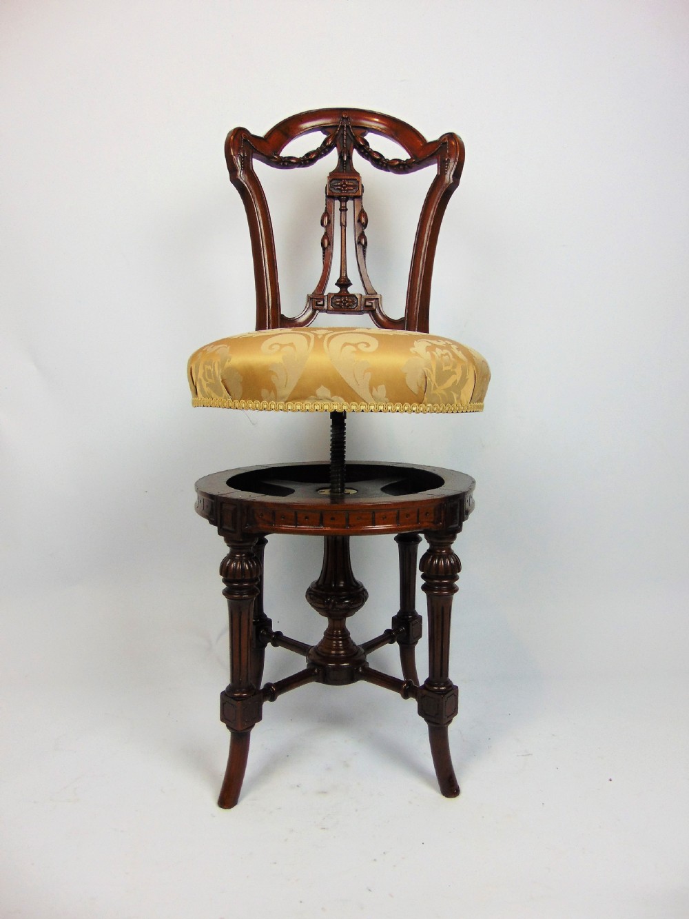 A superb walnut music harp violin chair  View V