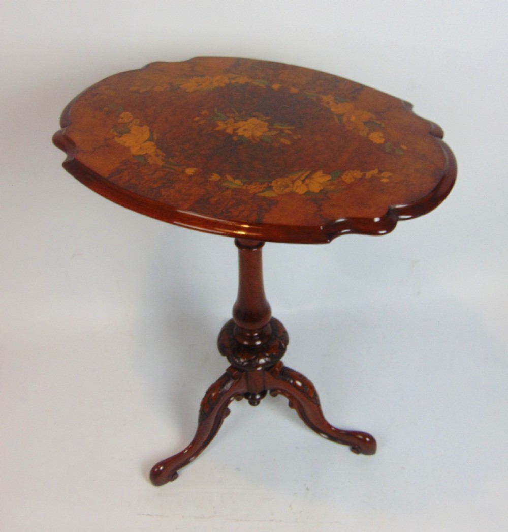 a marquetry walnut occasional side table 