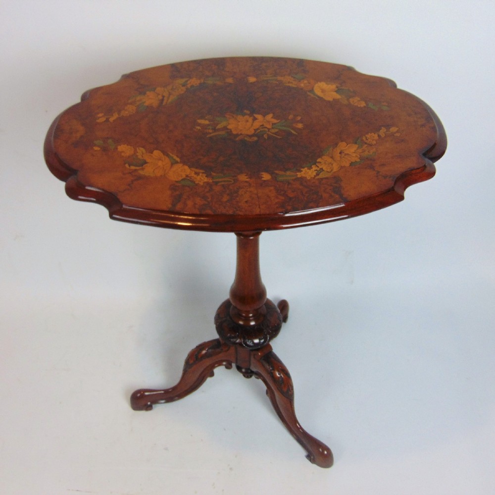 a marquetry walnut occasional side table  View II