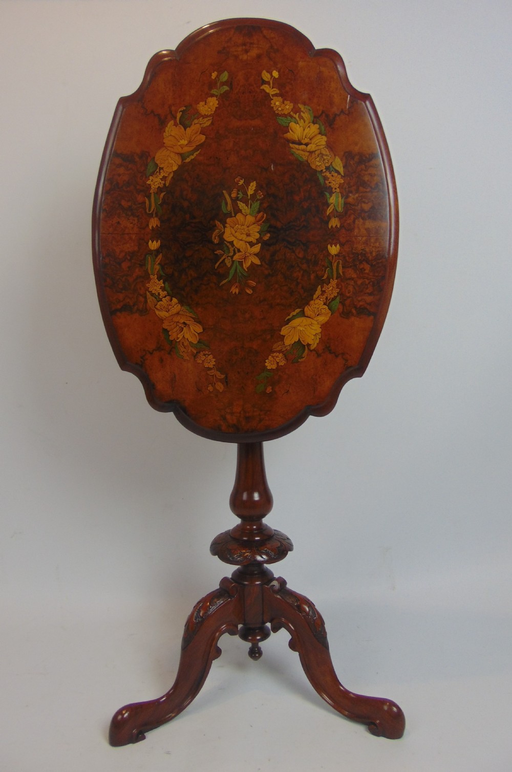 a marquetry walnut occasional side table  View III