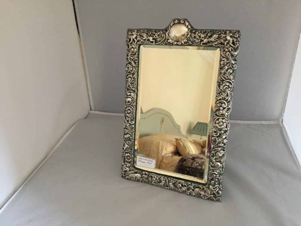 Antique Silver Dressing Table Mirror Hallmarked View VI