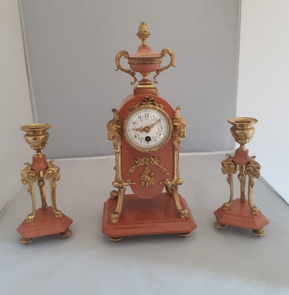 A fine marble and Gilt bronze clock set  View V