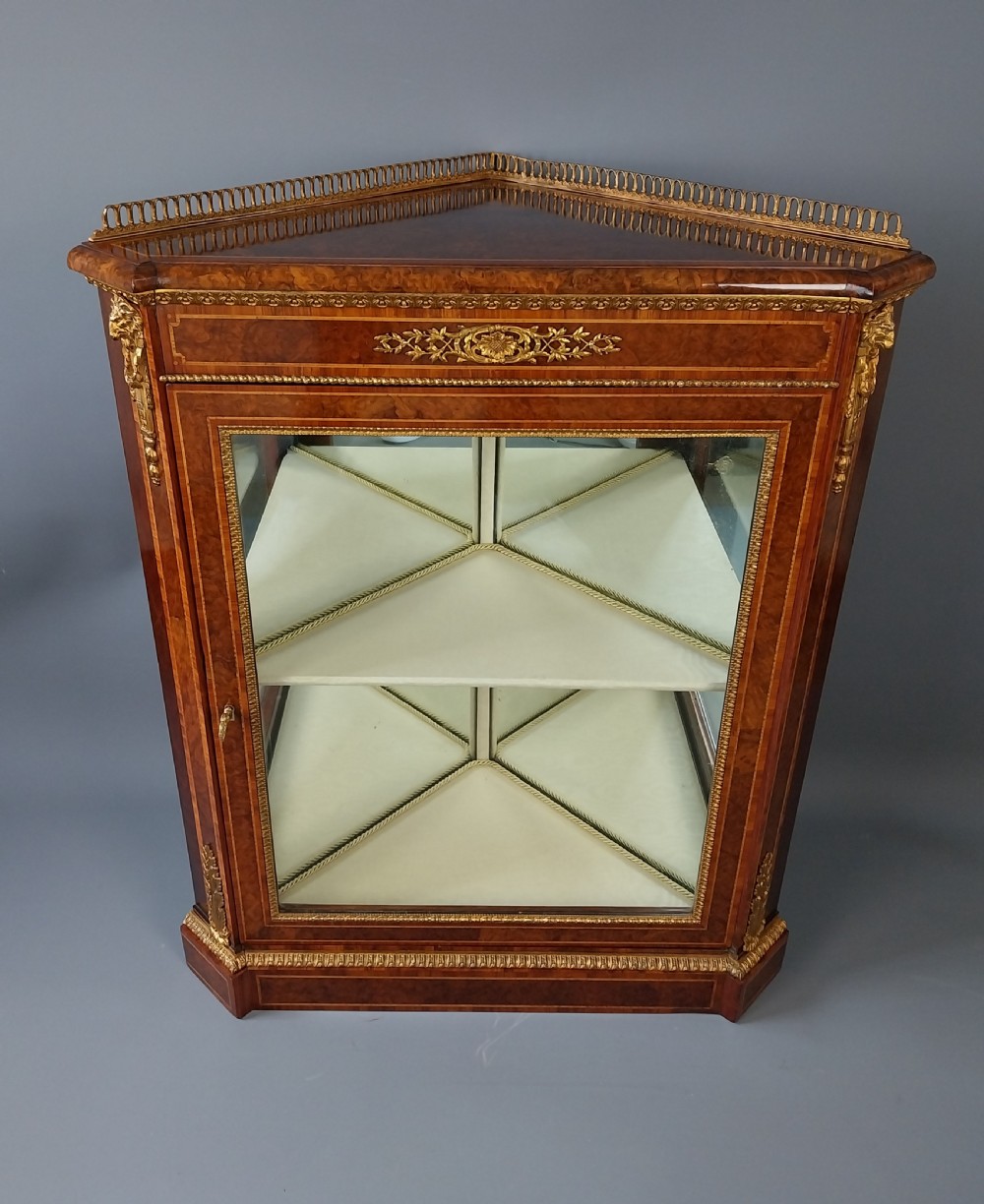 Antique Walnut Corner Display Cabinet 