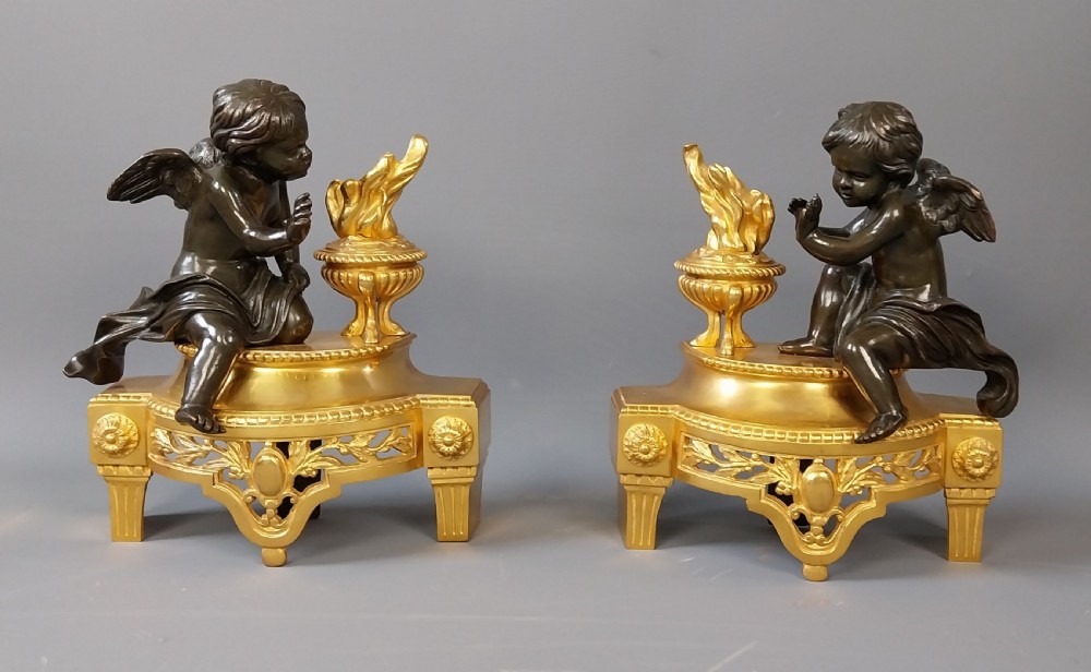 Pair of Gilt Bronze Chenet 