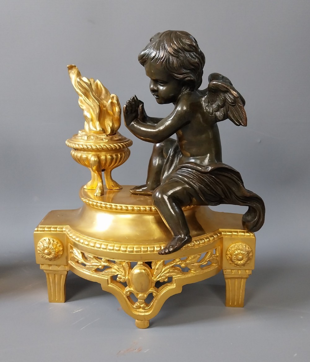 Pair of Gilt Bronze Chenet  View III