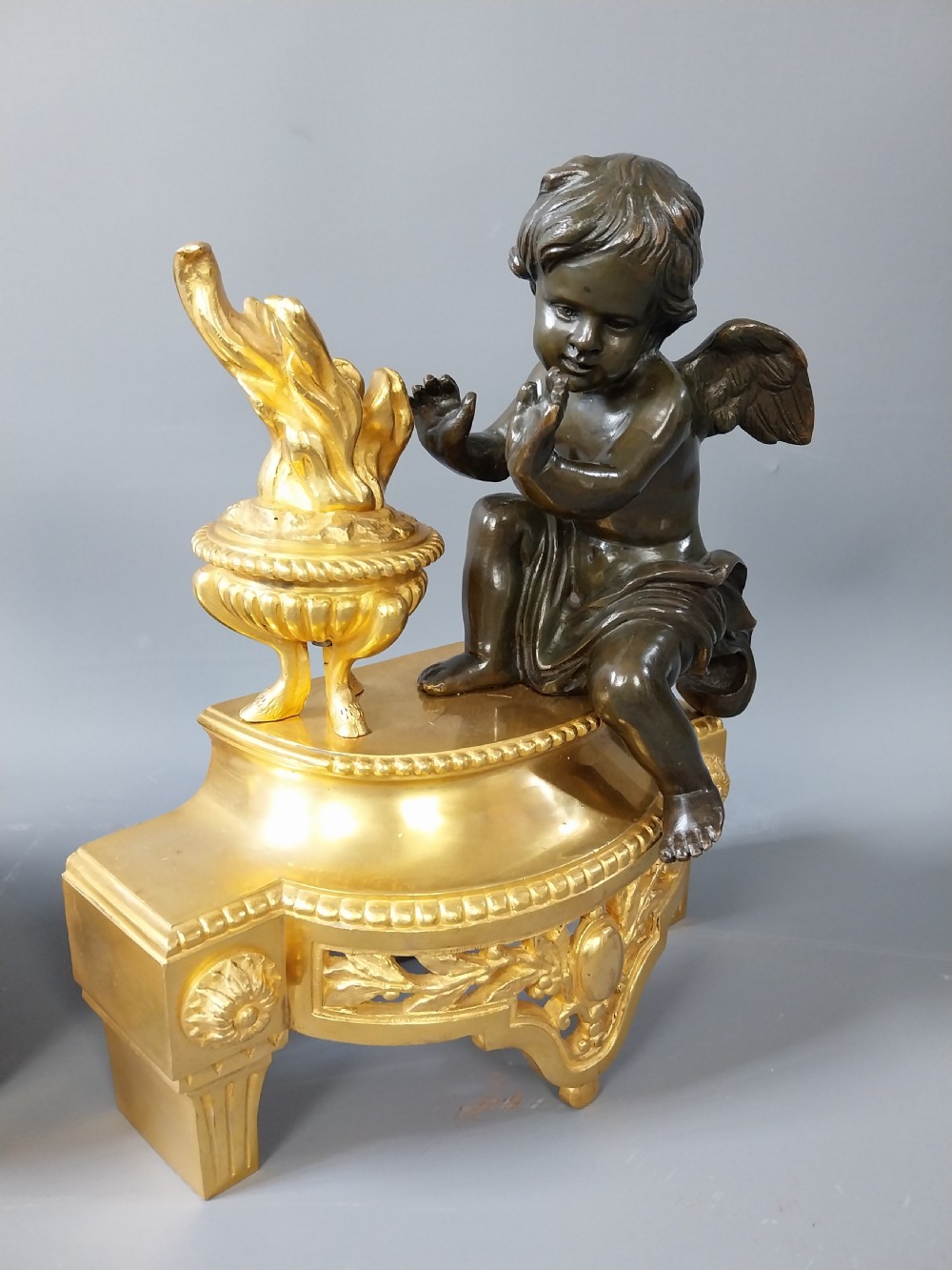 Pair of Gilt Bronze Chenet  View V