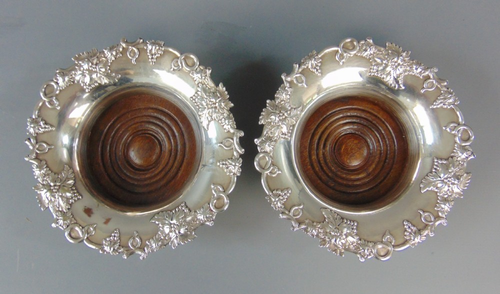 A large Pair of Antique Silver Plate bottle Coasters