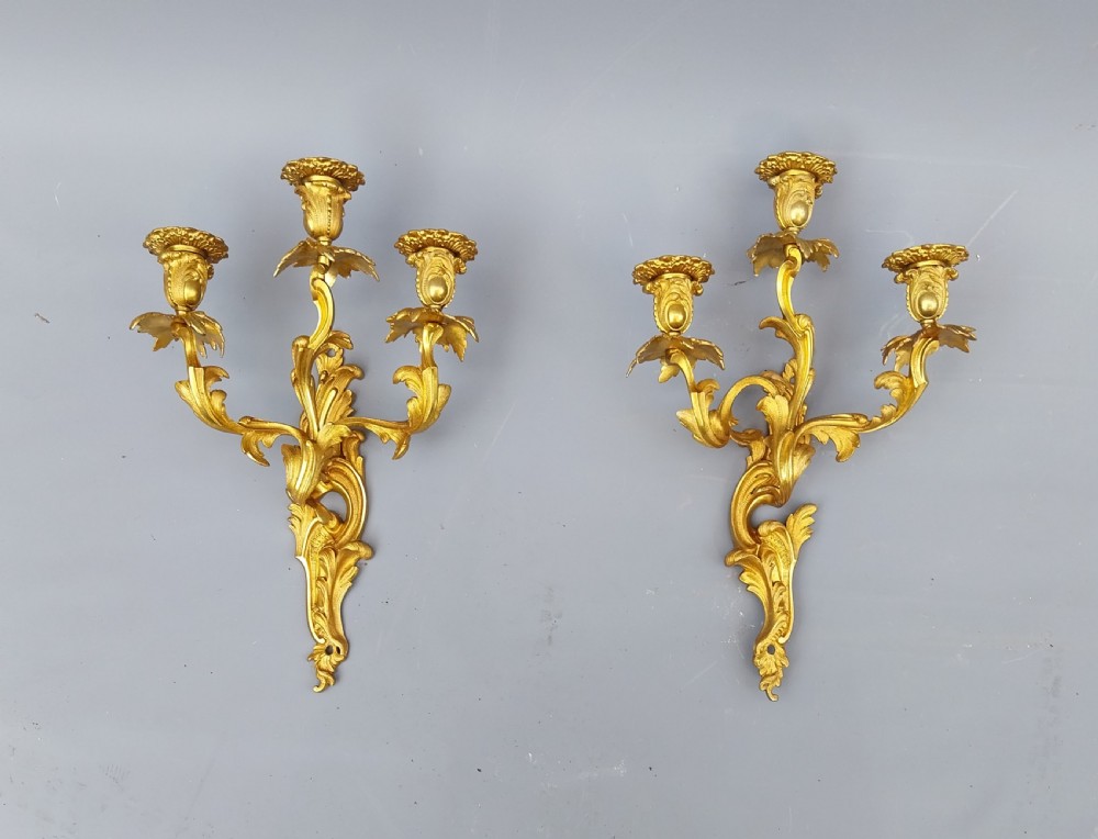 A superb quality pair of Gilt Bronze Wall Sconces