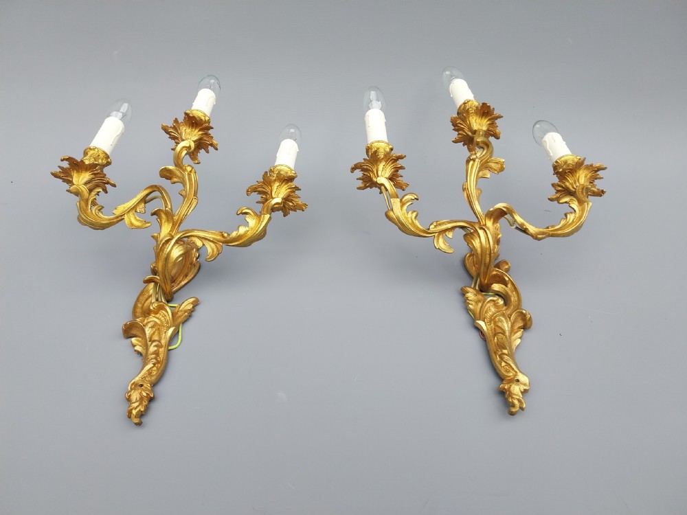A pair of Gilt Bronze wall lights  View II