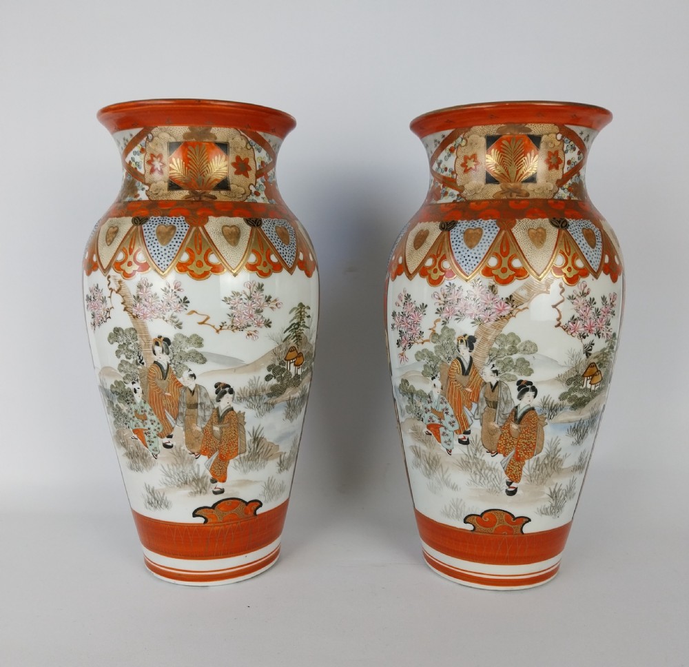 Pair of Japanese Porcelain Kutani vases  View II