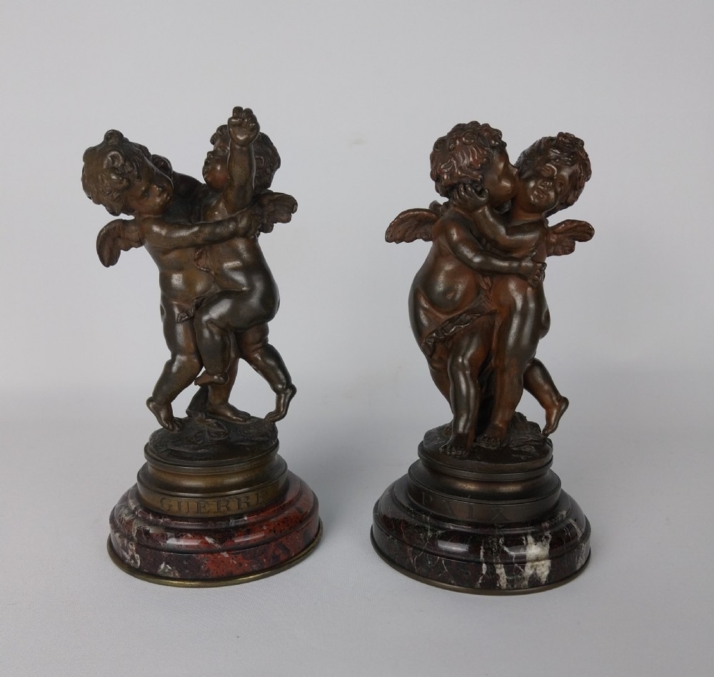 Pair of Cherub Bronze sculptures