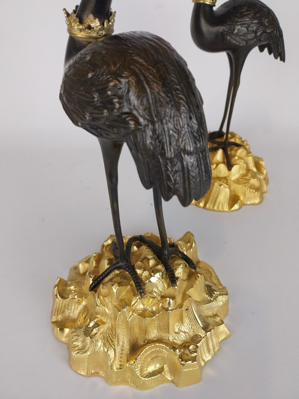 A Pair of Gilt and Bronze Stork Candlesticks  View VIII