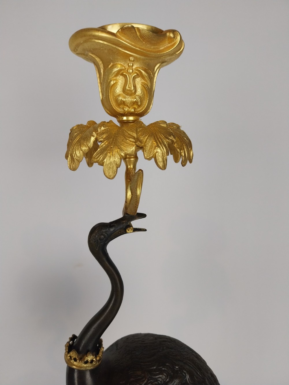 A Pair of Gilt and Bronze Stork Candlesticks  View XIII