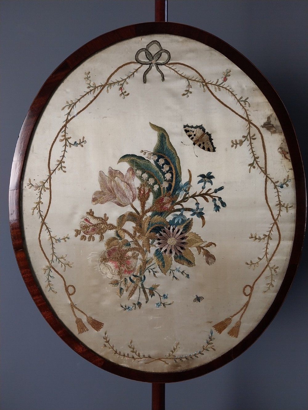 Pair of Mahogany Pole Screens 19th Century View V