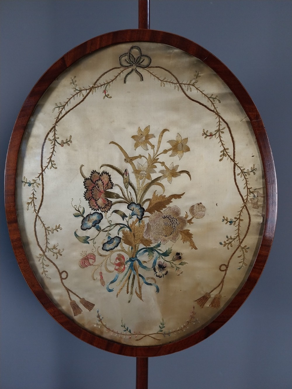 Pair of Mahogany Pole Screens 19th Century View X