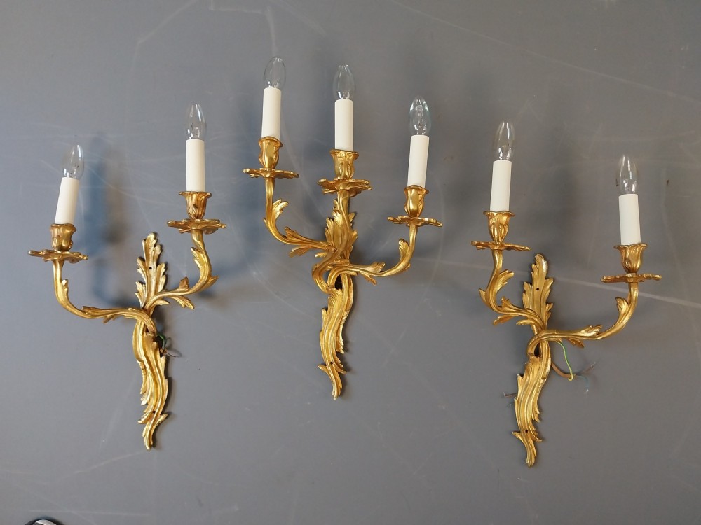 Set of three Gilt Wall Lights