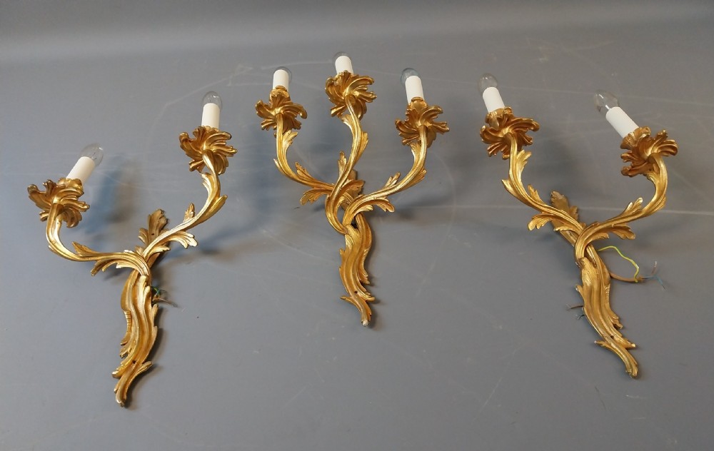 Set of three Gilt Wall Lights View II