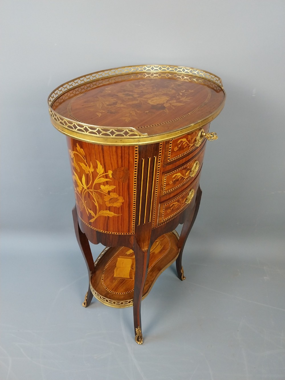 French Marquetry Side Table View XIII