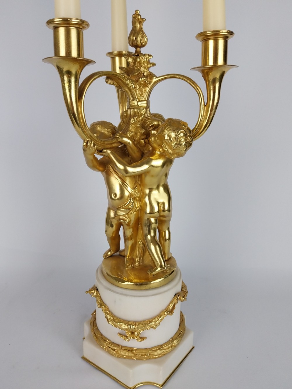 Gilt Bronze Cherub Candlestick Table Centre View V