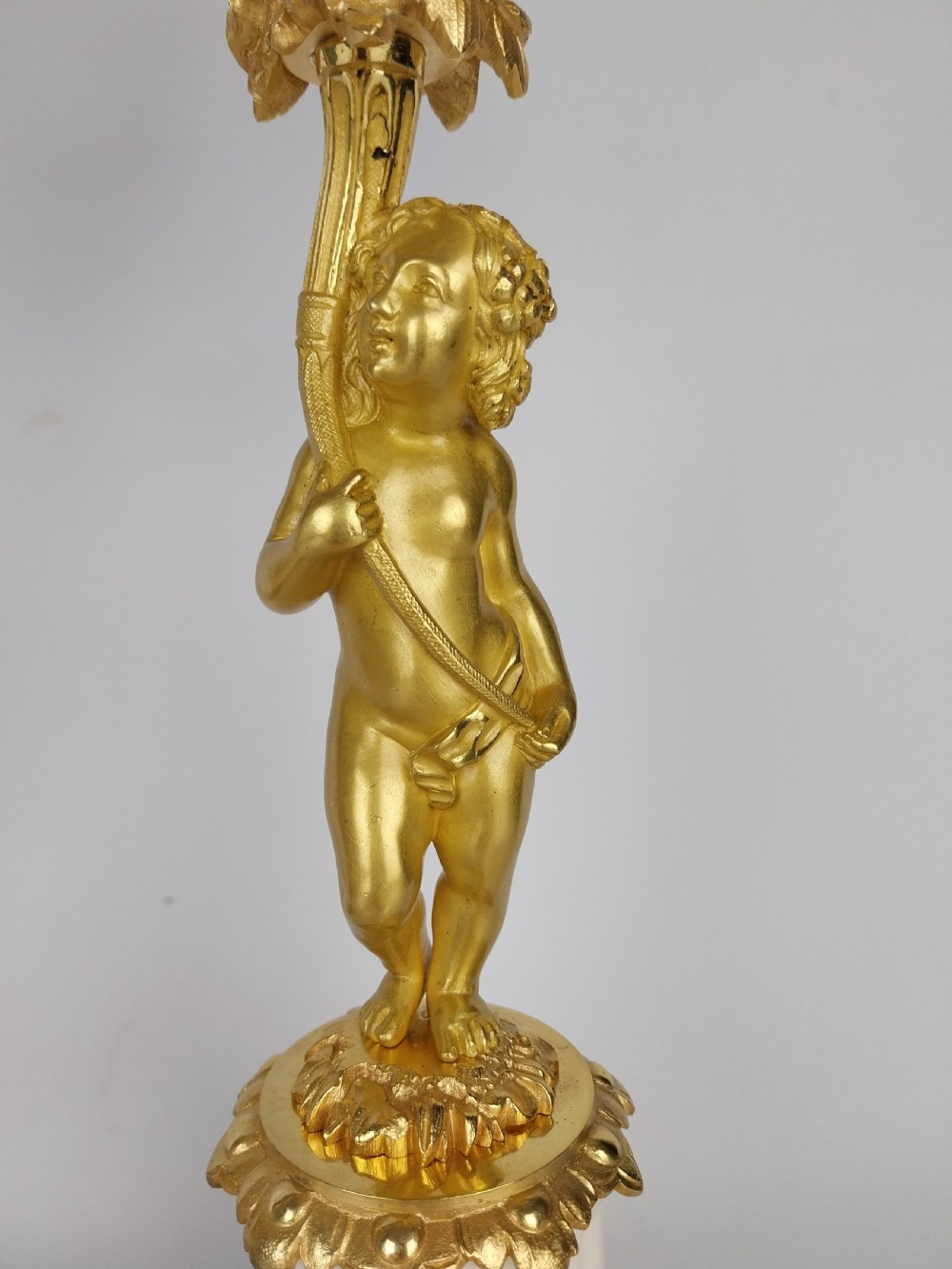 Pair of Gilt Bronze Cherub Candlesticks View II
