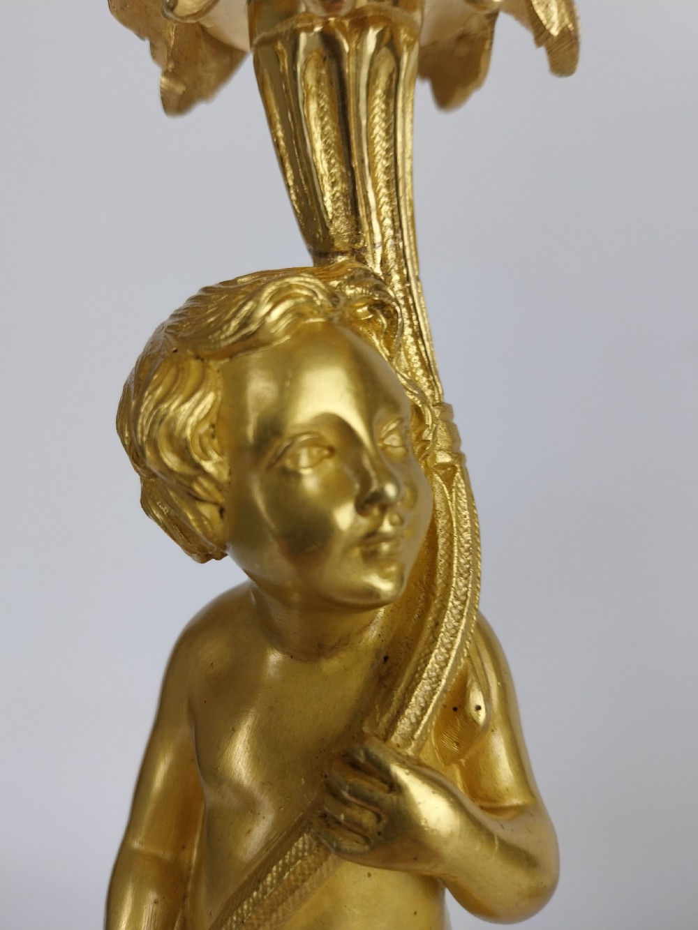 Pair of Gilt Bronze Cherub Candlesticks View III