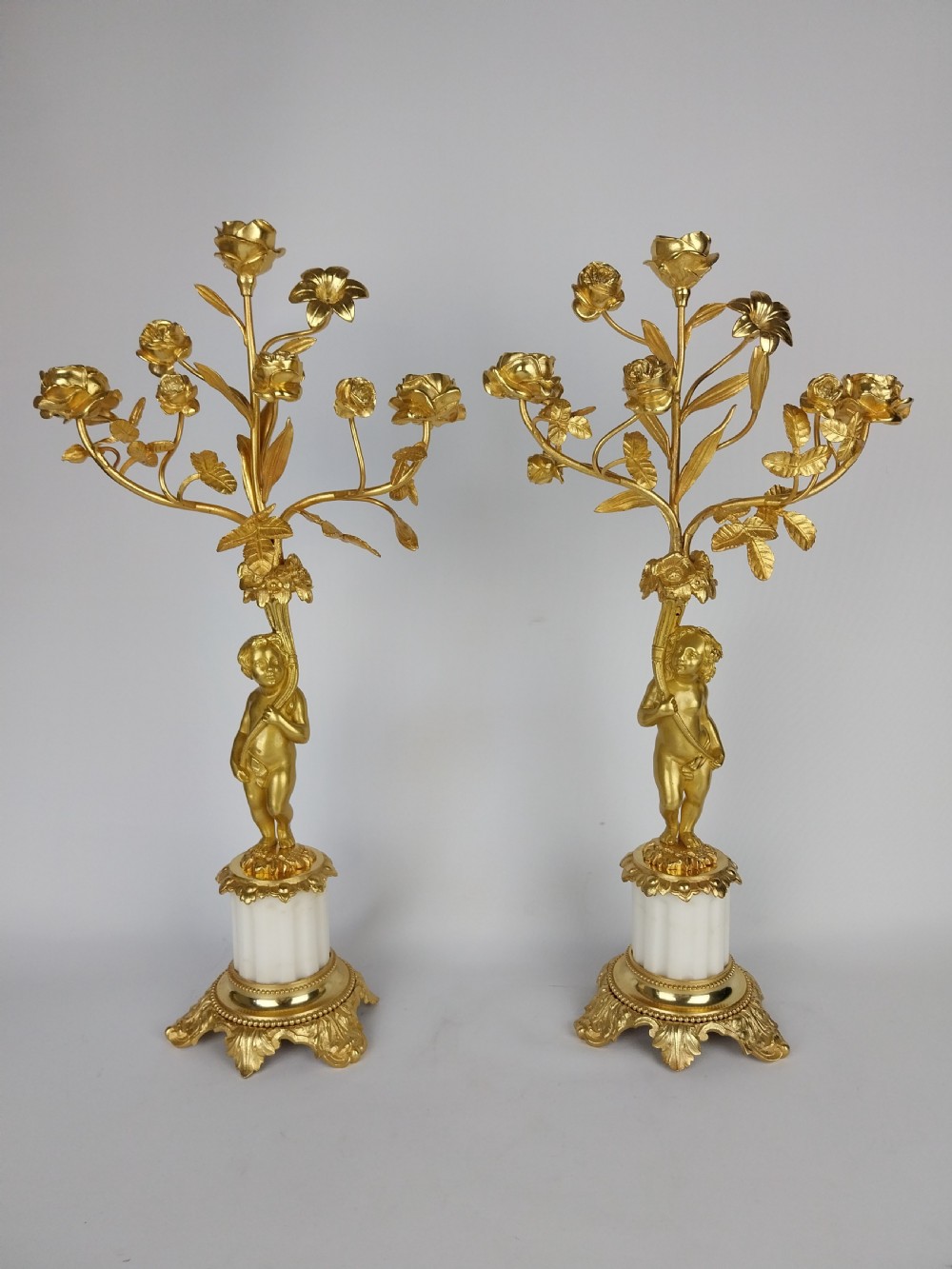 Pair of Gilt Bronze Cherub Candlesticks View VIII