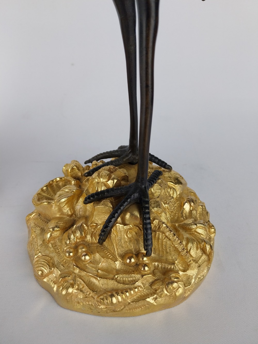 Pair of Gilt Bronze Stork Candlesticks  View VI
