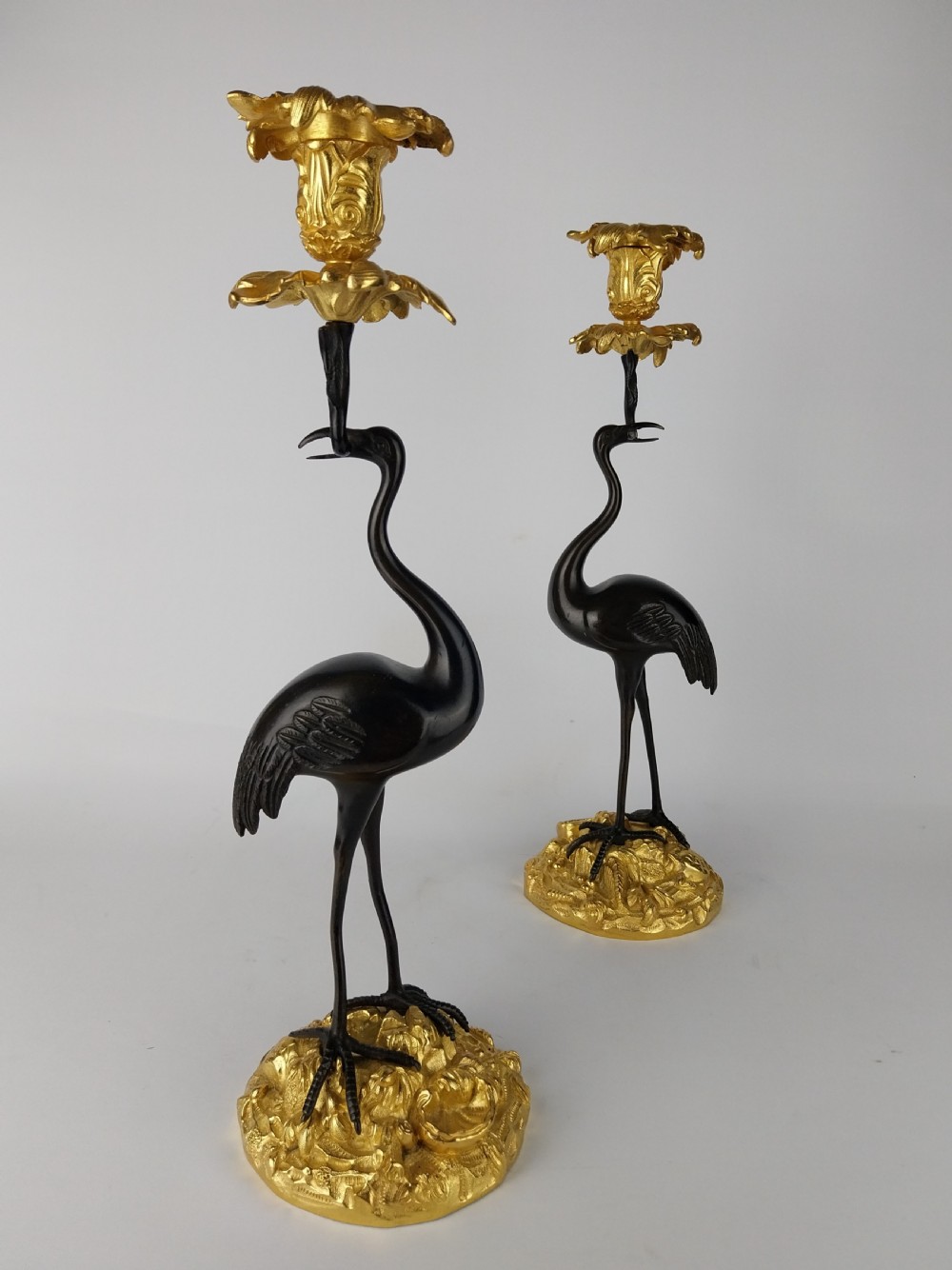 Pair of Gilt Bronze Stork Candlesticks  View IX