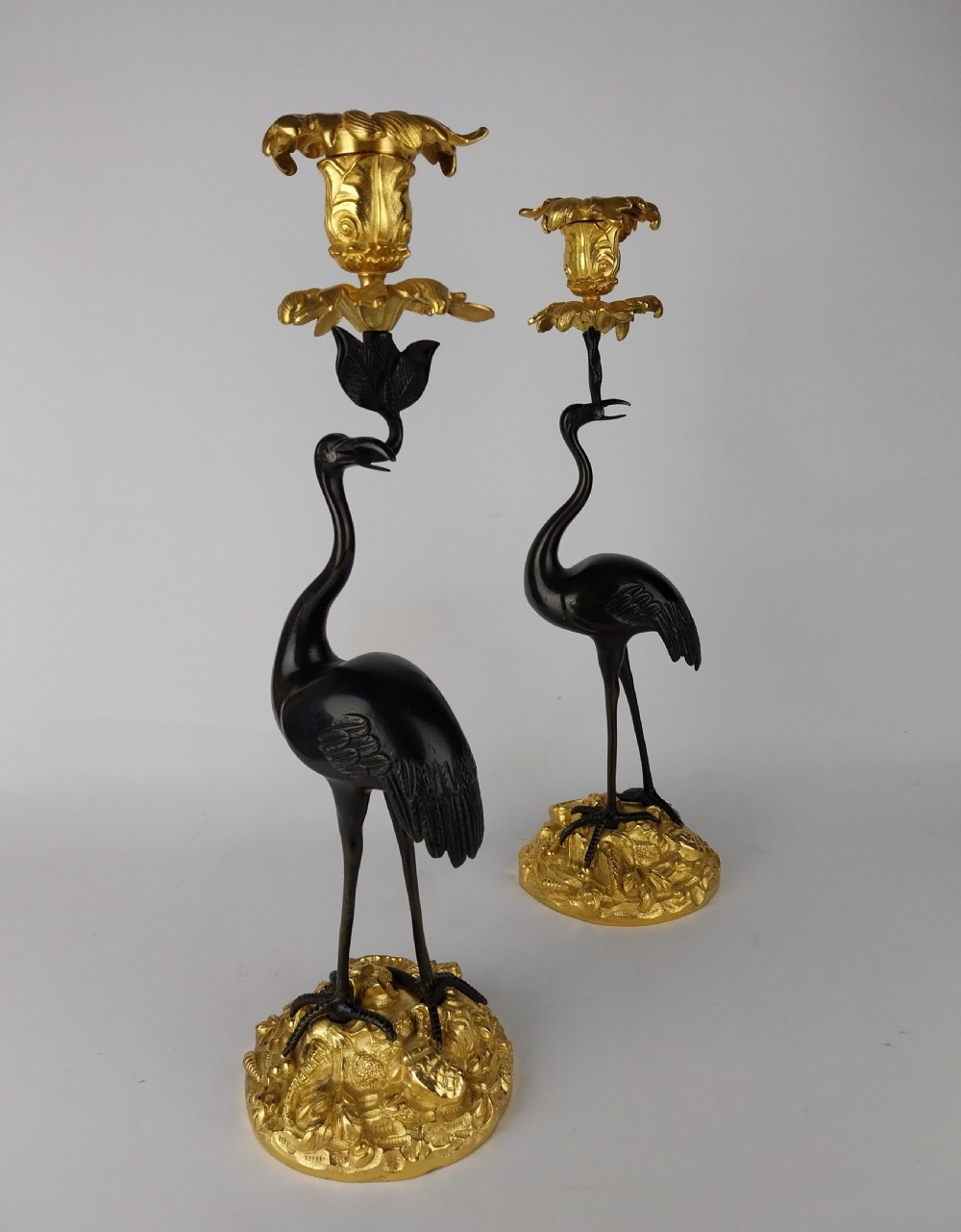 Pair of Gilt Bronze Stork Candlesticks  View XI