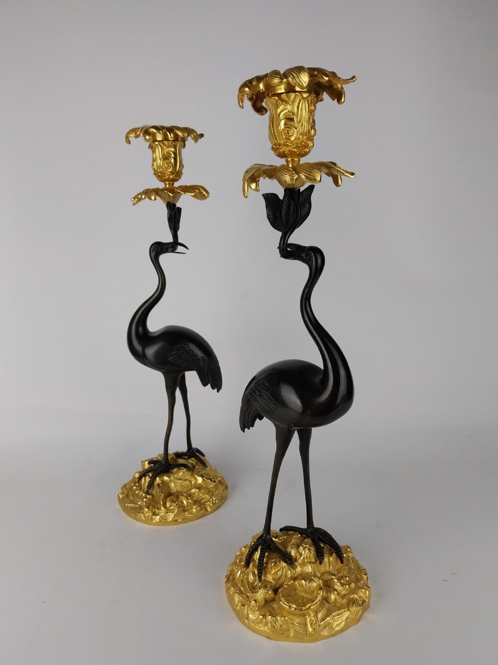 Pair of Gilt Bronze Stork Candlesticks  View XII