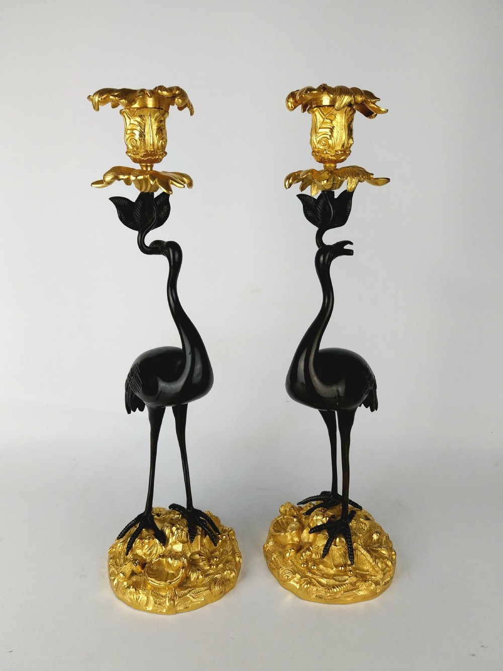 Pair of Gilt Bronze Stork Candlesticks  View XIII