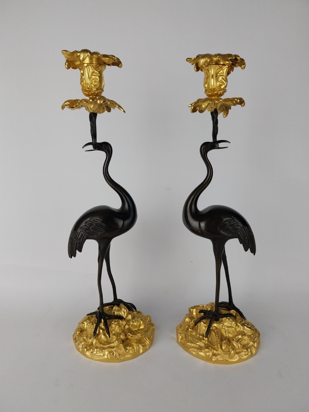 Pair of Gilt Bronze Stork Candlesticks  View XV