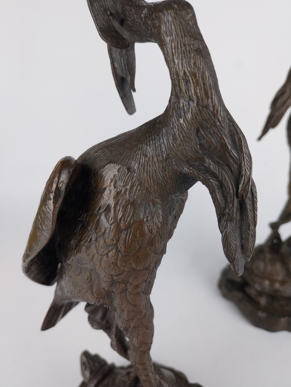Pair of Bronze Stork Candlesticks  View IX