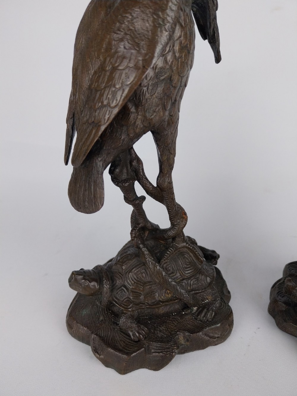 Pair of Bronze Stork Candlesticks  View X