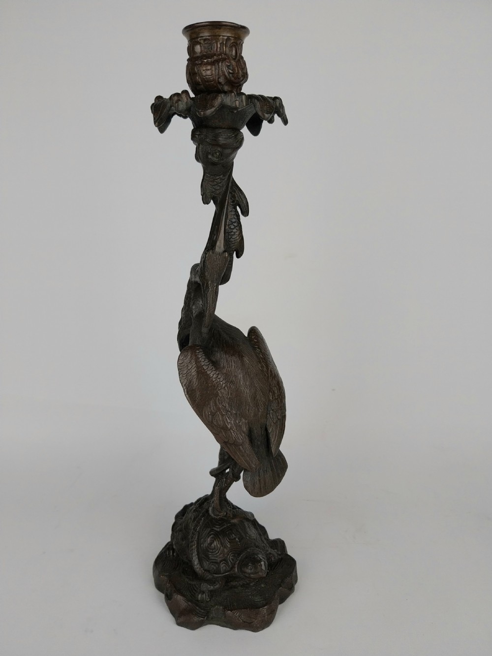 Pair of Bronze Stork Candlesticks  View XV