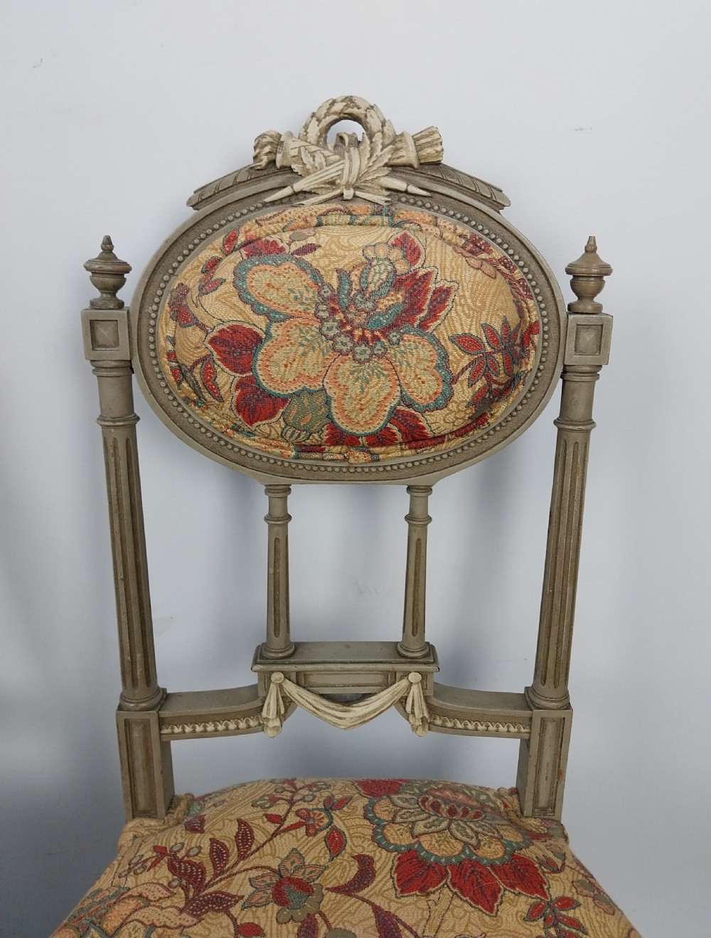 19th-Century French Grey-Painted Pair of Side Chairs View II