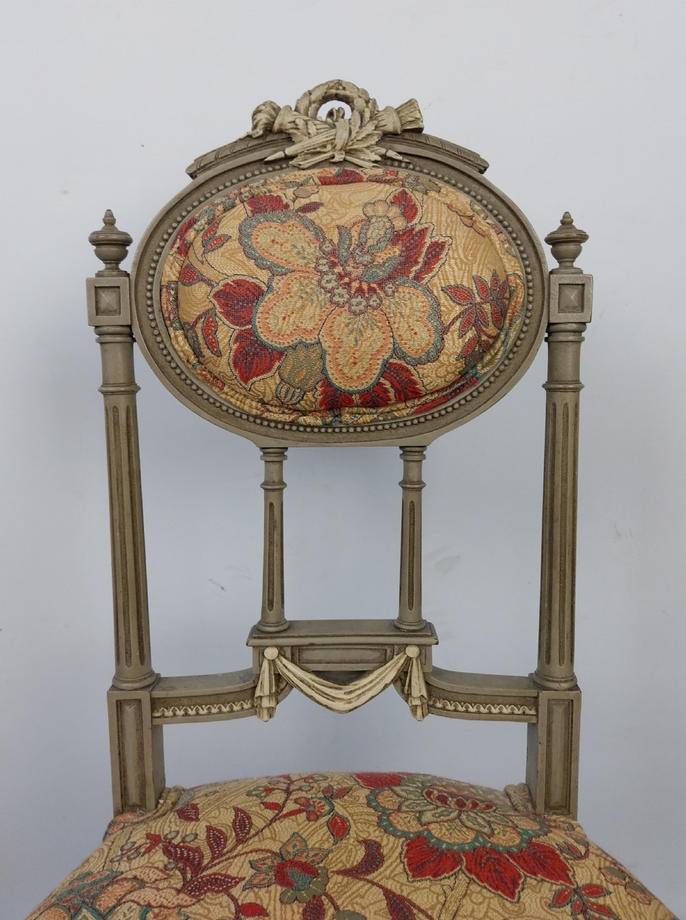 19th-Century French Grey-Painted Pair of Side Chairs View V